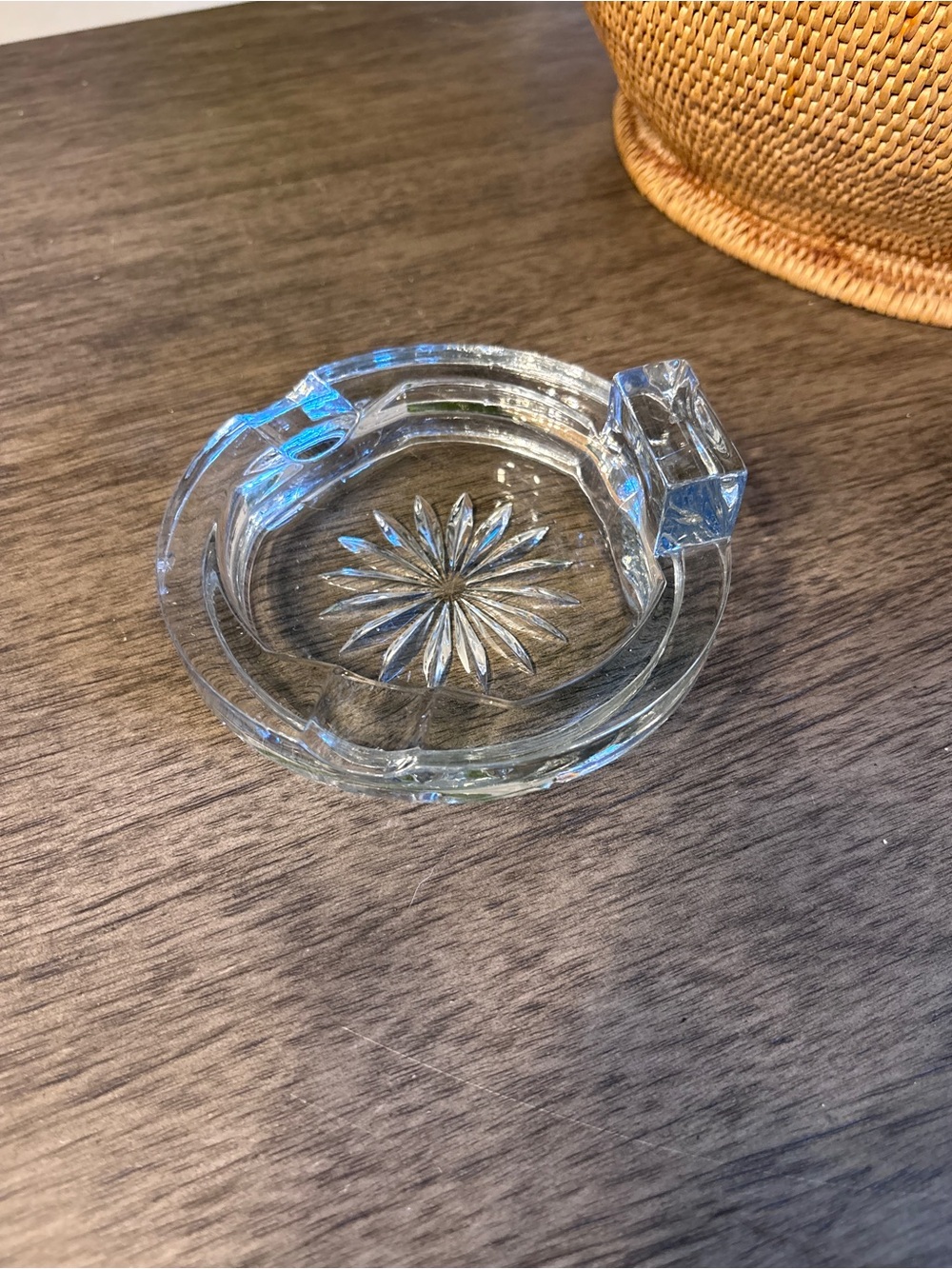 Vintage Glass Cigar Rest/Ashtray with Starburst Pattern 1960s